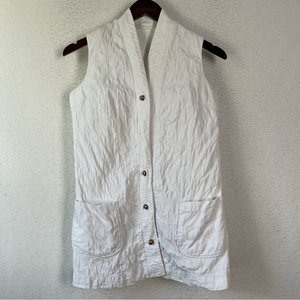 Gabar New York Vintage white vest women’s S or XS long line floral textured vest - Picture 16 of 16